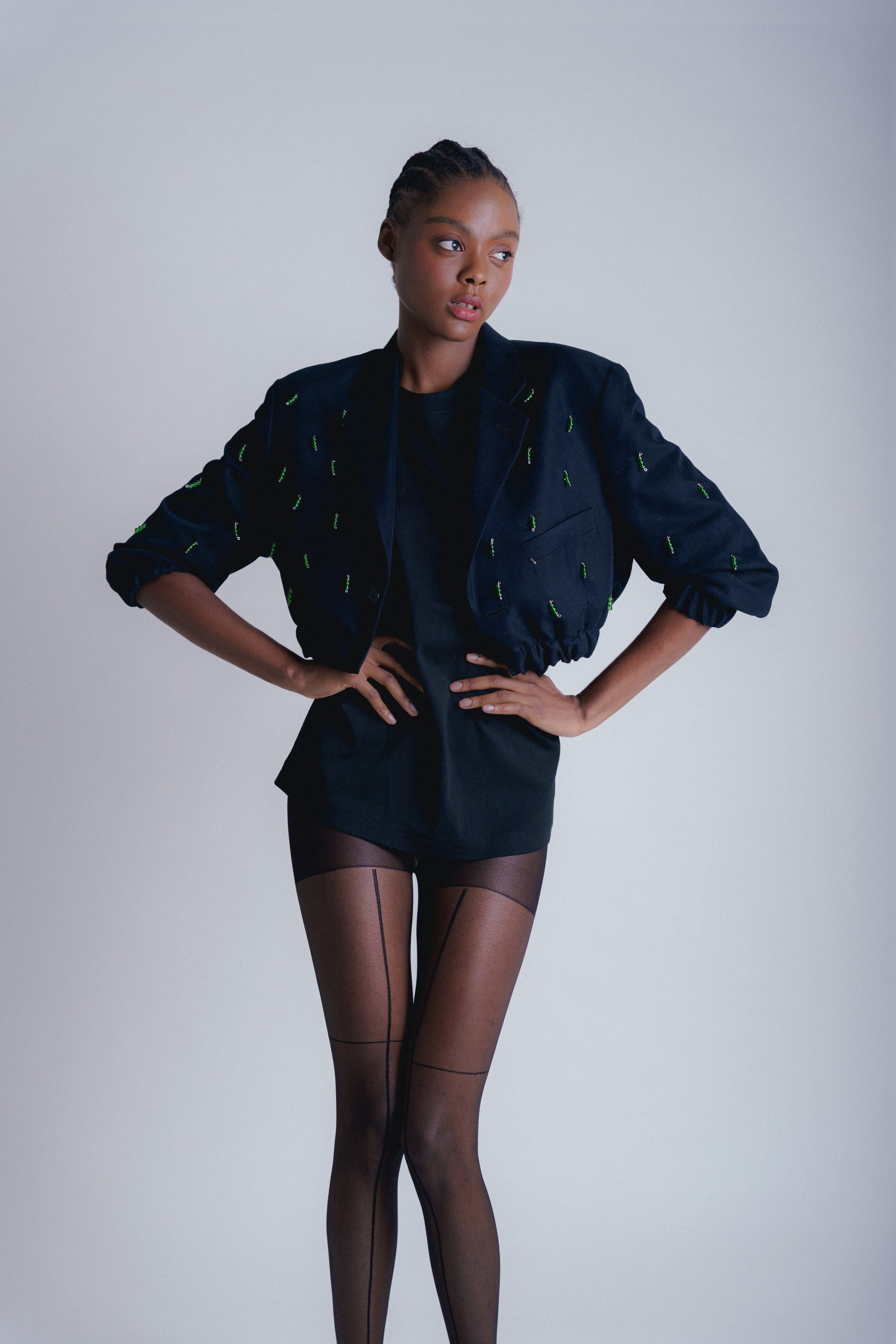 BLUE BOMBER GREEN GLASS BEADS