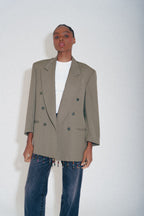 GREEN DOUBLE BREAST HEM BEADS