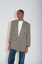 GREEN DOUBLE BREAST HEM BEADS